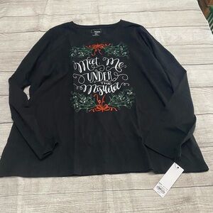 Sonoma Women’s XXL NWT Black Christmas Long sleeve T Shirt